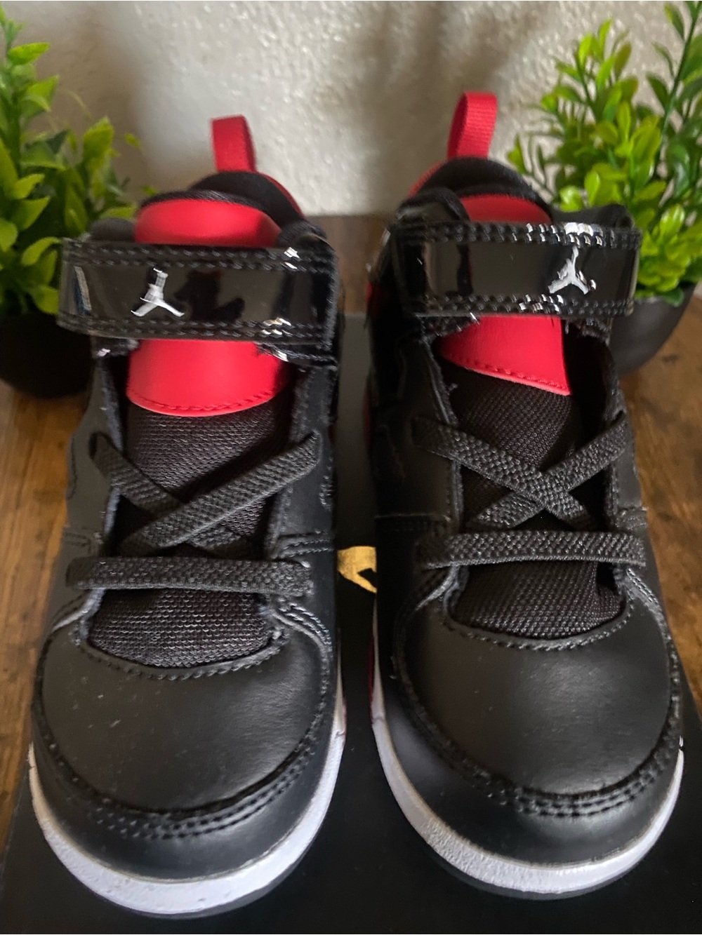 Jordan Kids Black and Red High-Top Sneakers